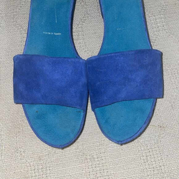 Donald Pliner Women’s Comfort Slides Sz 8.5 M Blue Suede Leather Beach Cruise - Picture 7 of 12